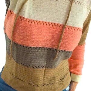 NWT-SHEWIN Color Block Lightweight Drawstring Hoodies Pullover Shirts - Small